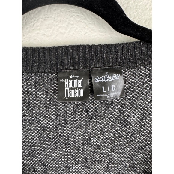 Cakeworthy x Disney‎ Haunted Mansion Cardigan Gray Spooky Eyes Knit Sweater Sz L - Picture 2 of 9